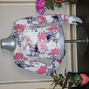 EUC Apt. 9 Floral Print Button Down Sweater - Size M